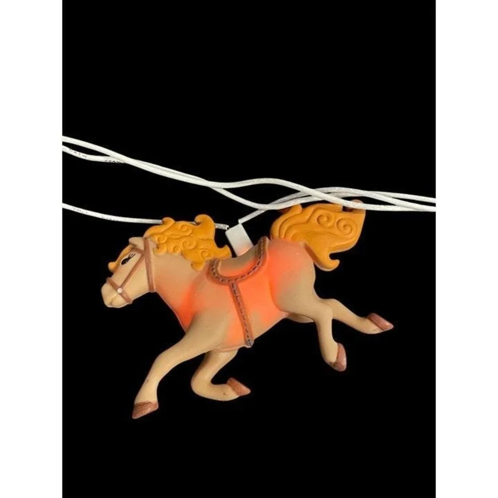 Horse-Themed String Lights With Pink & Orange Accents Vintage‎